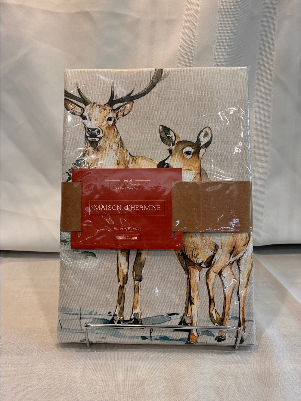 Maison d'Hermine Deer Kitchen Towel Set - Neutral & Brown